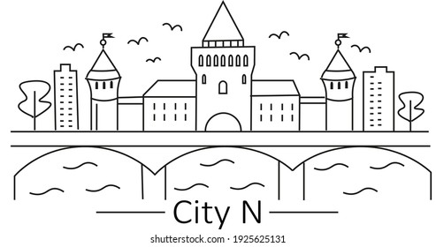 illustration city N, line art