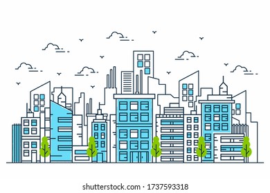 Illustration City Outline Style White Background Stock Vector (Royalty ...