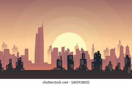 A illustration City silhouette of Alma City Tower Dubai