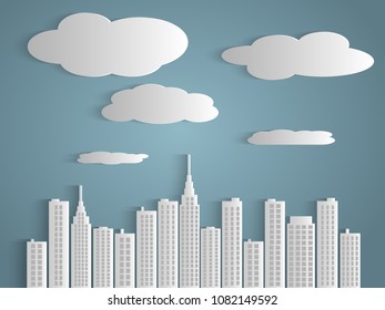 Illustration City Skyline Clouds Sky Background Stock Vector (Royalty ...