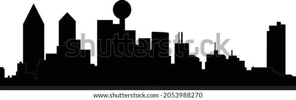 illustration of the city skyline dallas in black
and white