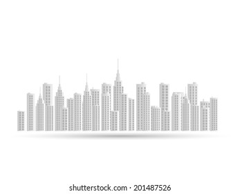 Illustration of a city skyline isolated on a white background.