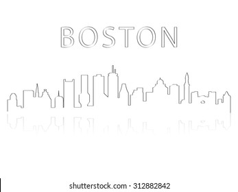 Illustration of the city skyline silhouette - Boston