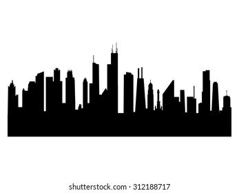 Illustration of the city skyline silhouette - Chicago