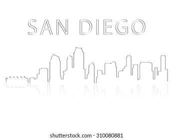 Illustration of the city skyline silhouette - San Diego