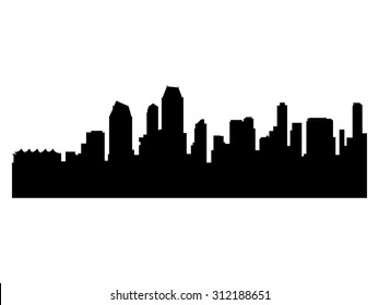 Illustration of the city skyline silhouette - San Diego