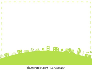 illustration of city with stitch frame 