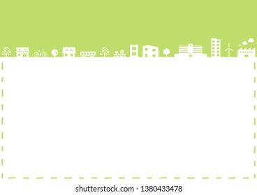 illustration of city with stitch frame
