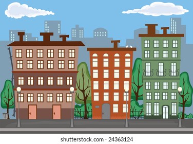 Illustration of City in Summer