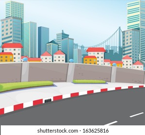 Illustration of a city with tall buildings