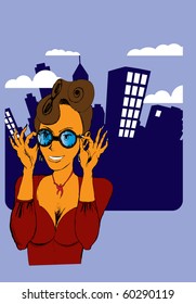 illustration of city woman