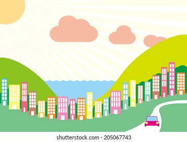 It is an illustration of the cityscape.