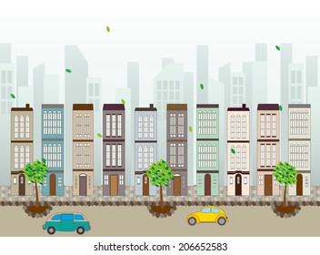 It is an illustration of the cityscape.