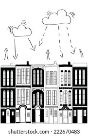 It is an illustration of the cityscape.