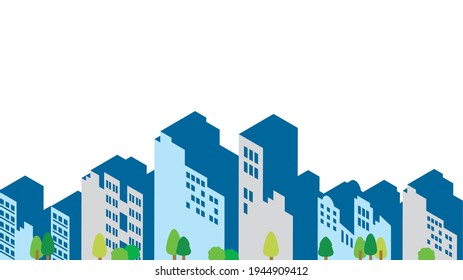 Es una ilustración de un edificio de paisajes urbanos