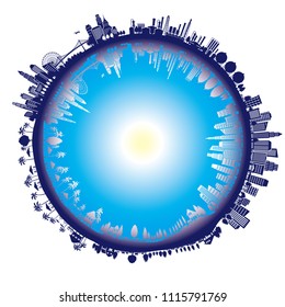 Illustration of the cityscape, earth,
