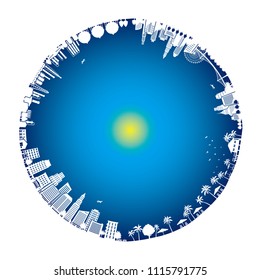 Illustration of the cityscape, earth,
