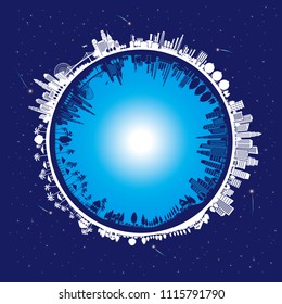 Illustration of the cityscape, earth,