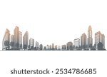 Illustration of a cityscape expressed with shadows. Vector illustration of buildings.