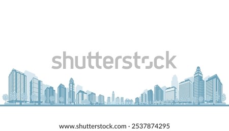 Illustration of a cityscape expressed with shadows. Vector illustration of buildings.