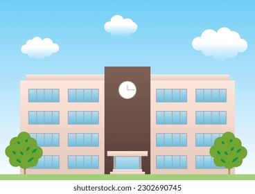 illustration of cityscape on blue sky background