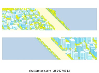 Ilustración de un paisaje urbano. Ilustración vectorial de edificios.