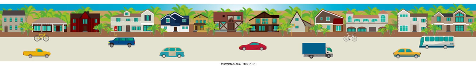 It is an illustration of the cityscape.It is a vector material.