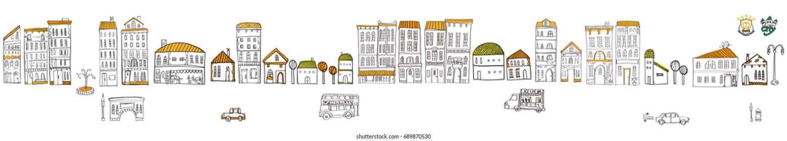 Illustration of the cityscape. It is a vector material.