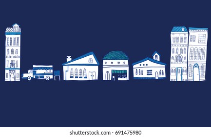 Illustration of the cityscape. It is a vector material.