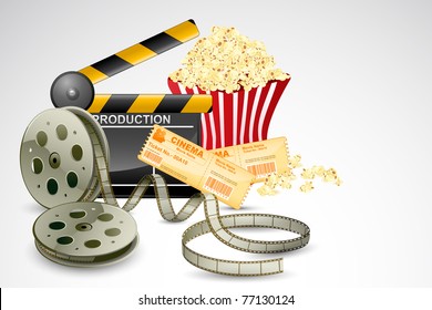 Illustration Clapper Board Movie Reel Ticket Stock Vector (Royalty Free ...