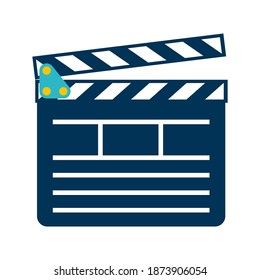 Illustration of clapperboard for filming movie. Stylized cinema item.