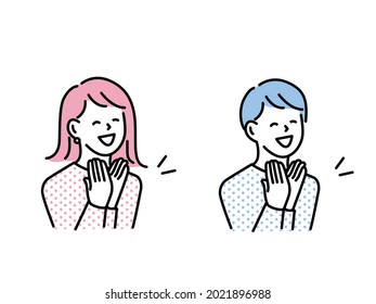 illustration of clapping.Congratulations, happy, congratulations, success, support, value, happiness, blessing, smile.