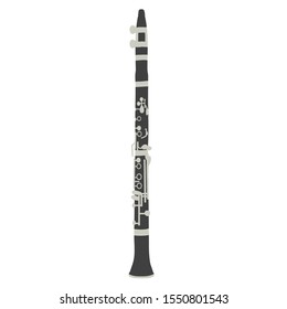 Illustration of  a clarinet isolated on white background. Design layout for banners presentations, flyers, posters and invitations. Vector modern flat design musical instruments.