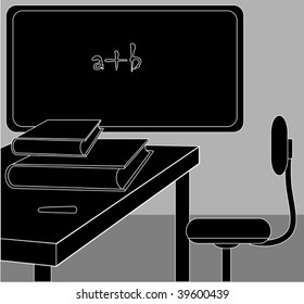 Illustration of class room with equipments	