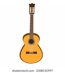 Ilustración de una guitarra acústica clásica con un cuerpo de madera y seis cuerdas. Perfecto para diseños y proyectos con temática musical.