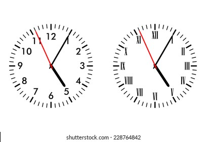 Illustration of classic and antique clock faces