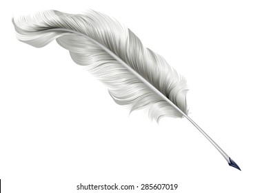An illustration of a classic antique feather quill pen