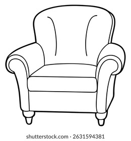Illustration of a classic armchair isolated on transparent background