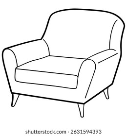 Illustration of a classic armchair isolated on transparent background