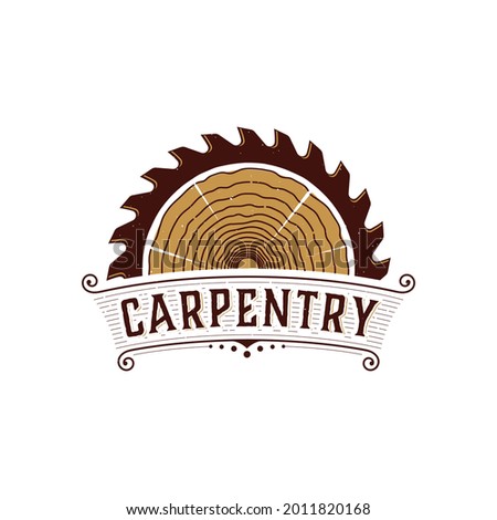 Illustration classic badge carpentry logo concept on white background