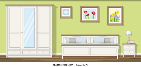 Illustration of a classic bedroom