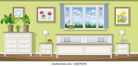 Illustration of a classic bedroom