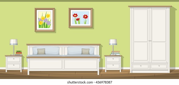 Illustration of a classic bedroom