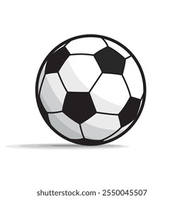 Illustration of a classic black and white soccer ball, isolated against a plain white background. Ideal for sports themes, football-related designs, and athletic concepts.