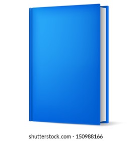 Illustration of classic blue book in front vertical view isolated on white background.