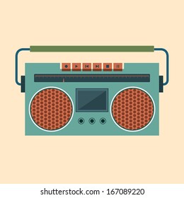 Illustration of classic boom box.