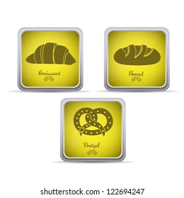 Illustration of classic bread, croissant,  pretzel. bakery icon, vector illustration