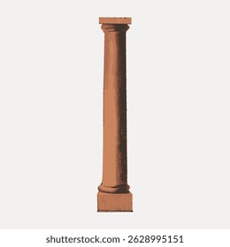 Ilustração de uma coluna marrom clássica com um design simples. A coluna fica em pé, apresentando um estilo arquitetônico tradicional com um acabamento marrom. Vintage arte ilustração vetor.