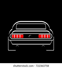 illustration of classic car abstract back view silhouette