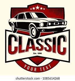 illustration classic car logo template